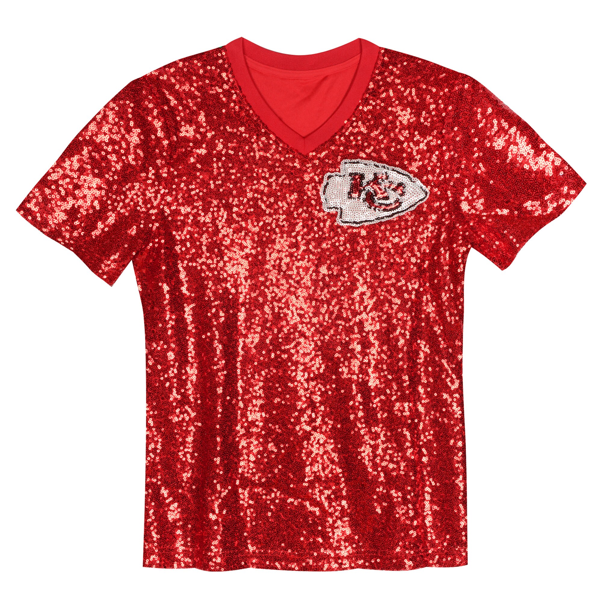 girls youth travis kelce red kansas city chiefs sequin v-neck fashion jersey Collection | Chiefs Shop NFL Jerseys & Hats