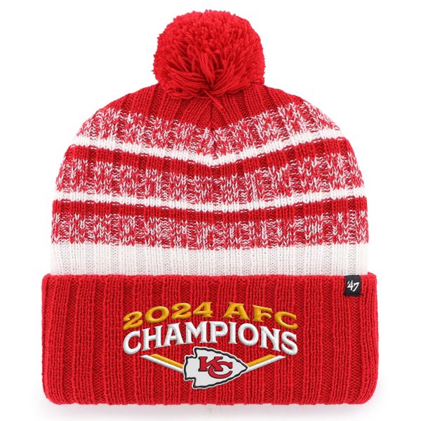 mens 47 red kansas city chiefs 2024 afc champions tavern cuffed knit hat with pom Collection | Chiefs Shop NFL Jerseys & Hats