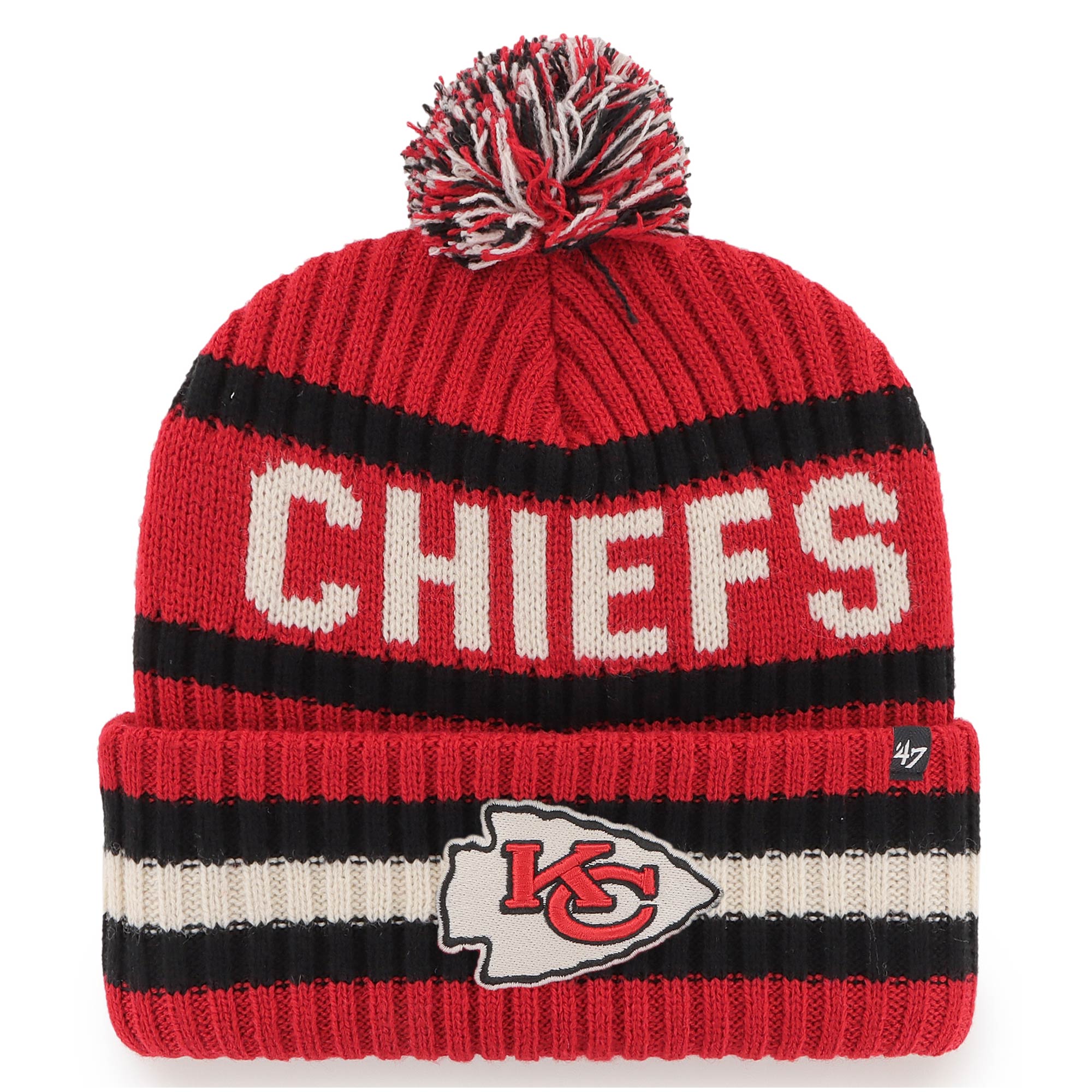 mens 47 red kansas city chiefs bering cuffed knit hat with pom Collection | Chiefs Shop NFL Jerseys & Hats