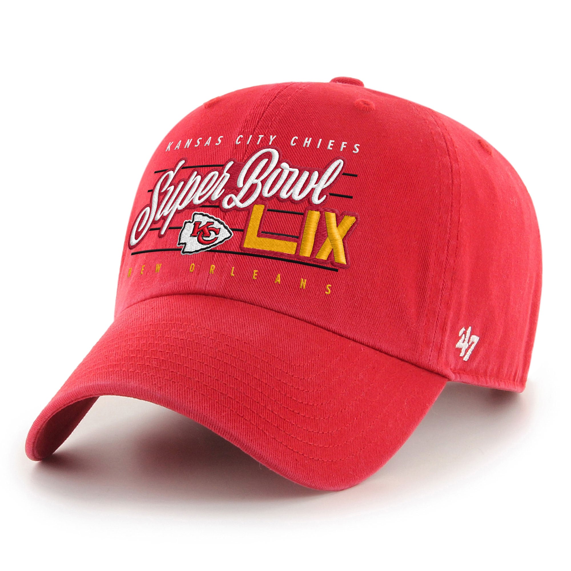 mens 47 red kansas city chiefs super bowl lix clean up adjustable hat Collection | Chiefs Shop NFL Jerseys & Hats