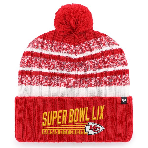 mens 47 red kansas city chiefs super bowl lix tavern cuffed knit hat with pom Collection | Chiefs Shop NFL Jerseys & Hats
