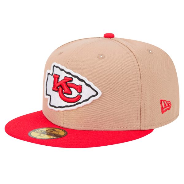 mens new era tan kansas city chiefs logo main 59fifty fitted hat Collection | Chiefs Shop NFL Jerseys & Hats