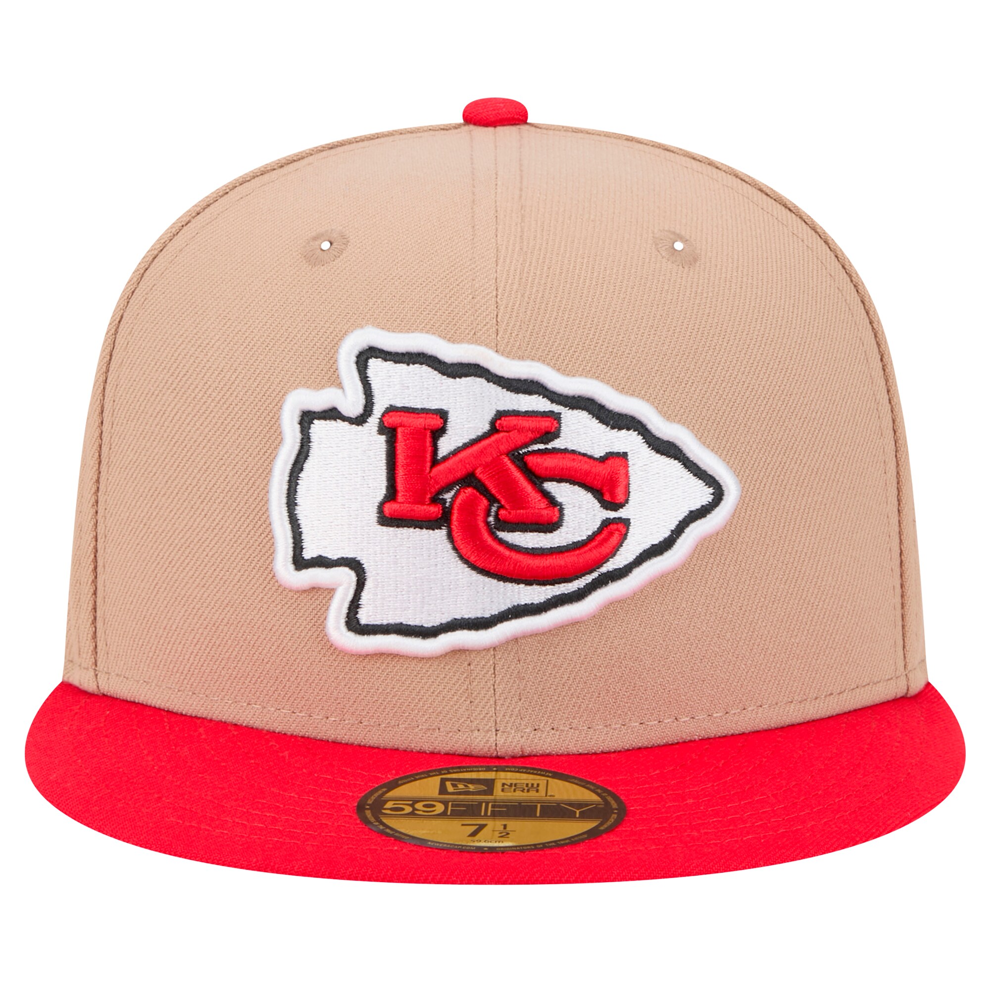 mens new era tan kansas city chiefs logo main 59fifty fitted hat Collection | Chiefs Shop NFL Jerseys & Hats