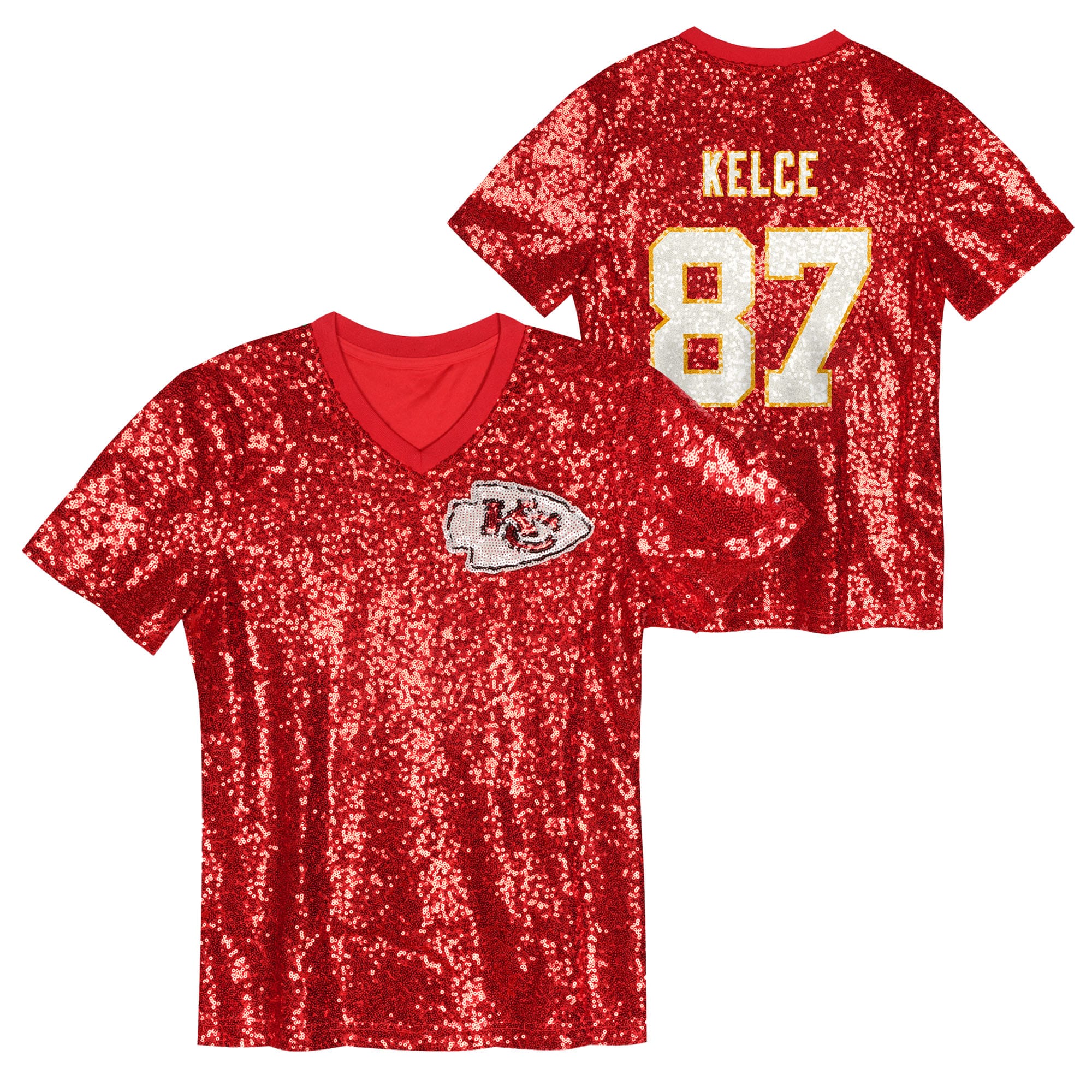 womens travis kelce red kansas city chiefs player name amp number v-neck fashion jersey Collection | Chiefs Shop NFL Jerseys & Hats