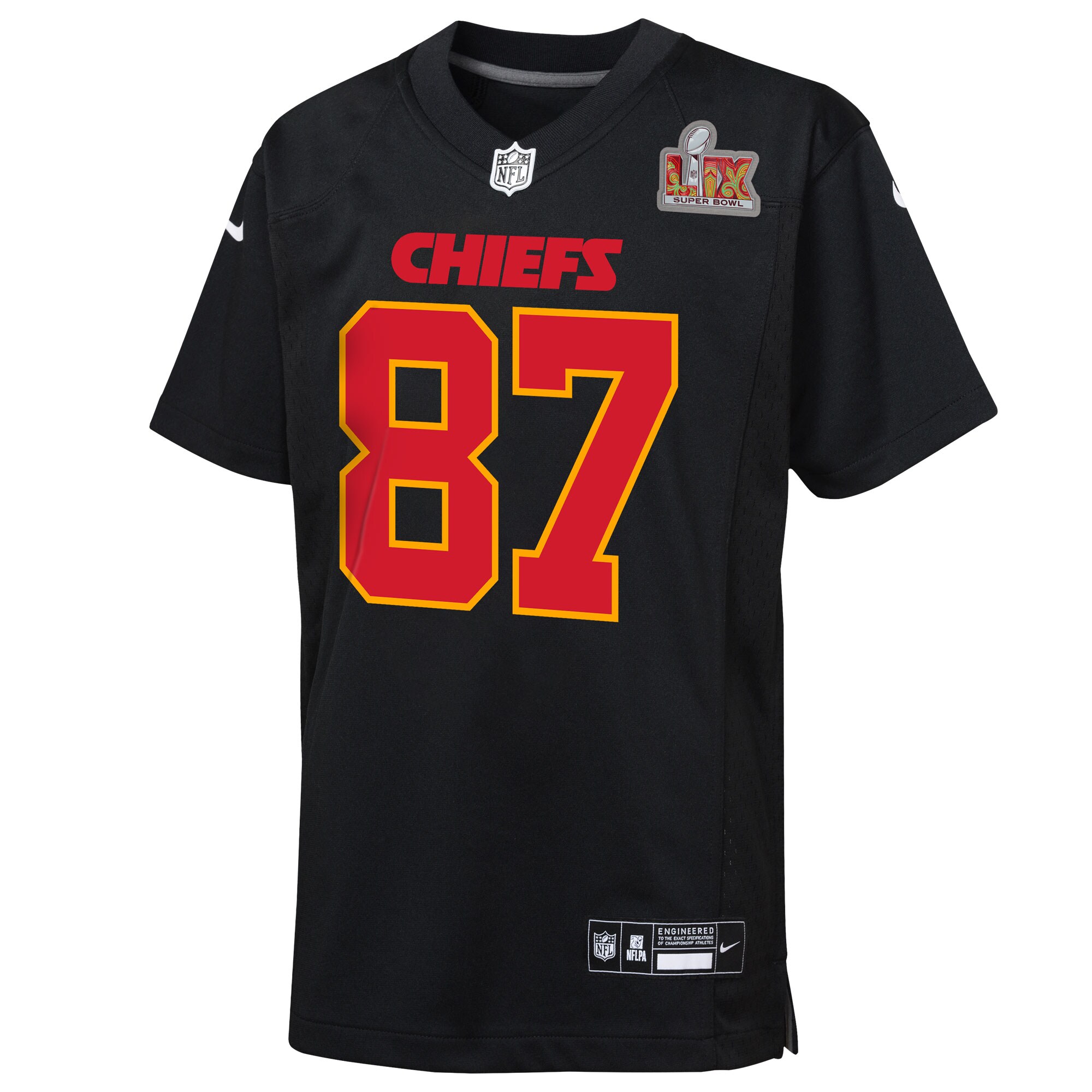 youth nike travis kelce carbon black kansas city chiefs super bowl lix patch fashion game jersey Collection | Chiefs Shop NFL Jerseys & Hats